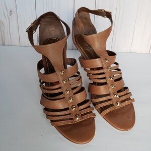 Ivanka Trump Studded Strappy Heels Brown Size 10